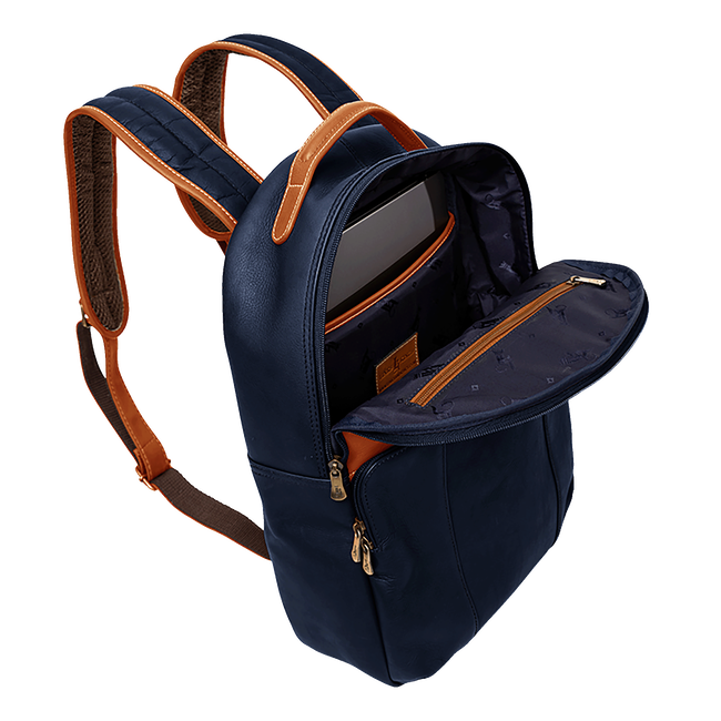 Crown Backpack, Navy / Tan