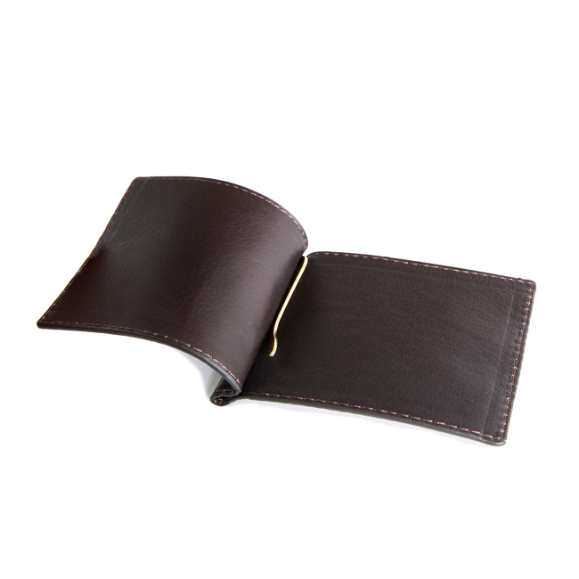 Leather Money Clip, Caf&eacute;