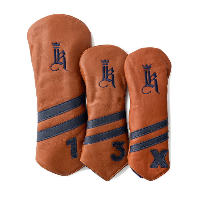 2-Stripe Head Cover, Tan / Navy