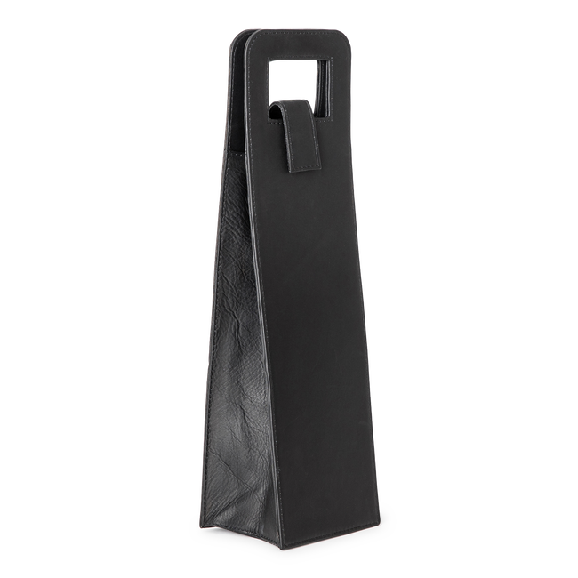 Leather Wine Single Carrier, Black