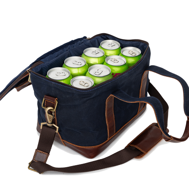 Waxed Canvas Cooler Bag, Navy