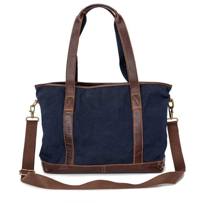 Waxed Canvas Tote, Navy