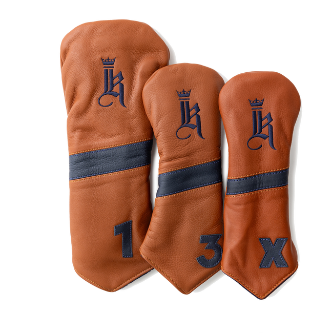 Tilted Head Cover, Tan / Navy