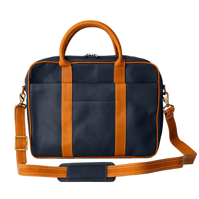 Mayfair Briefcase, Navy / Tan
