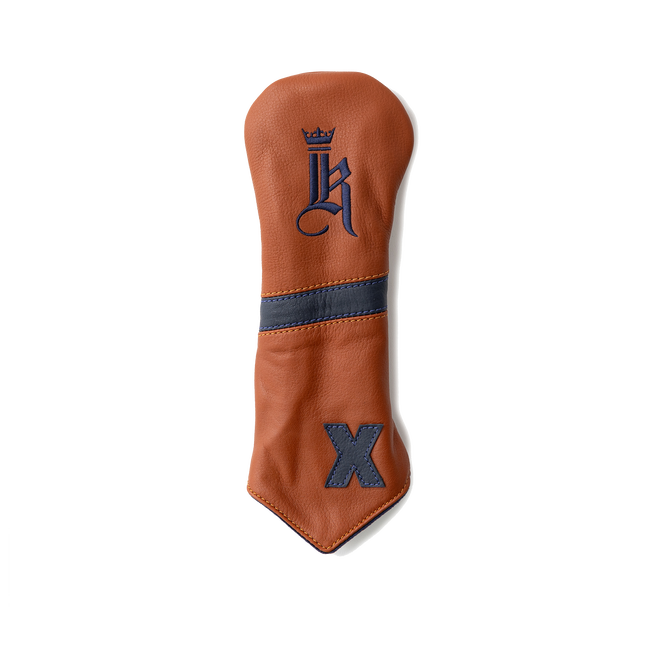 Tilted Head Cover, Tan / Navy