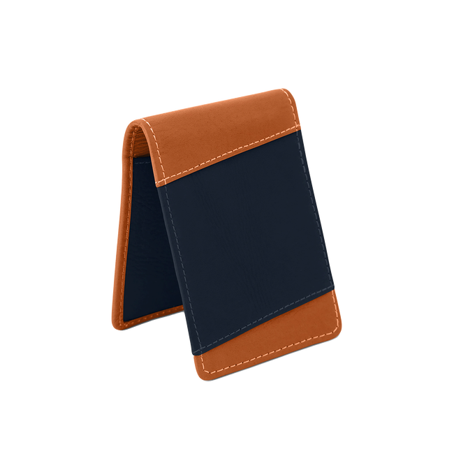 Crown Money Clip, Navy / Tan