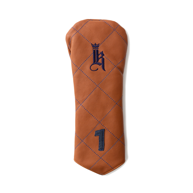Diamond Headcover, Tan / Navy Stitch