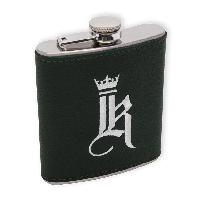 Leather Wrapped Flask, Green / White