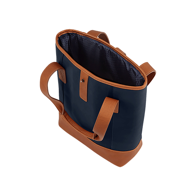 Crown Wine Carrier, Navy / Tan
