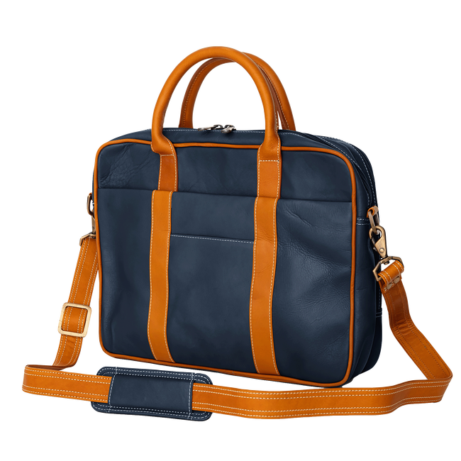 Mayfair Briefcase, Navy / Tan