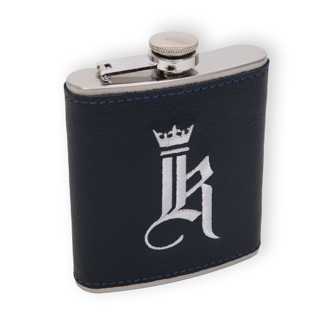 Leather Wrapped Flask, Navy / White