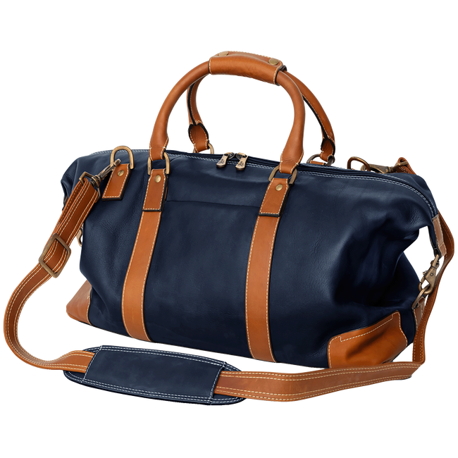 Highlander Leather Duffel, Navy / Tan