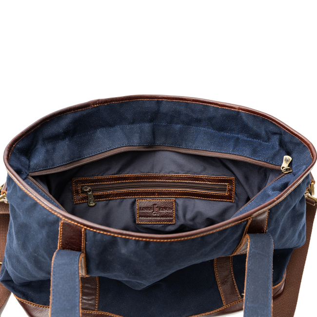 Waxed Canvas Tote, Navy