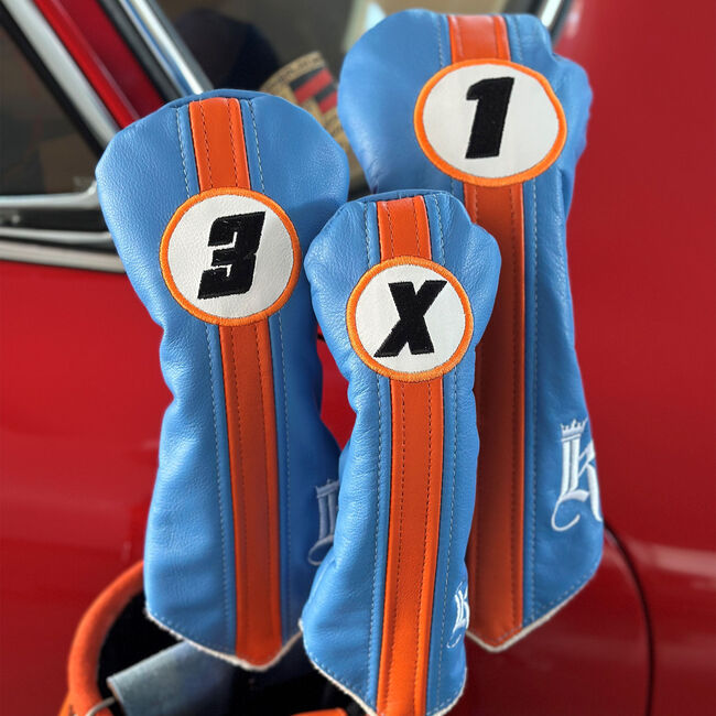 Racer Head Cover, Sky Blue / Orange/ White