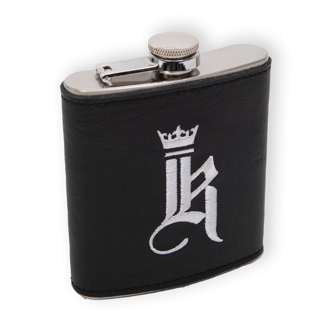 Leather Wrapped Flask, Black / White