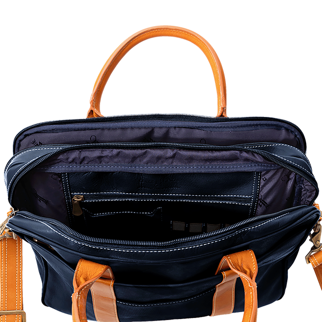 Mayfair Briefcase, Navy / Tan