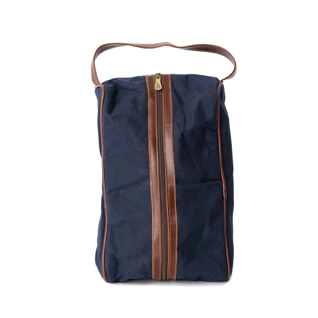 Waxed Canvas Shoe Bag, Navy