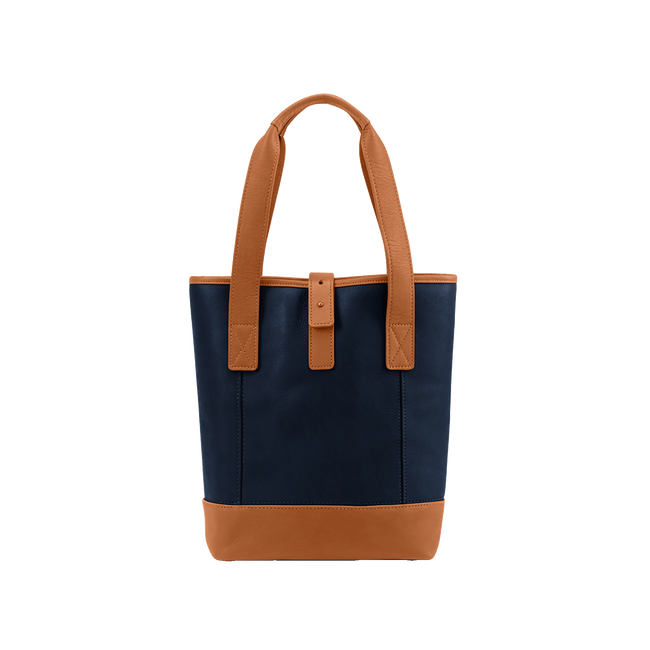 Crown Wine Carrier, Navy / Tan