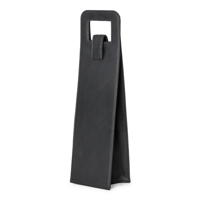 Leather Wine Single Carrier, Black