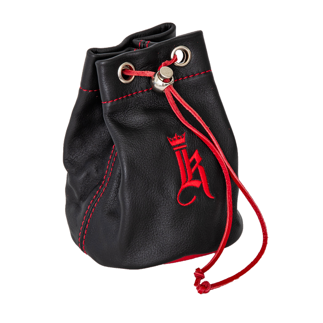 Drawstring Pouch, Black / Red